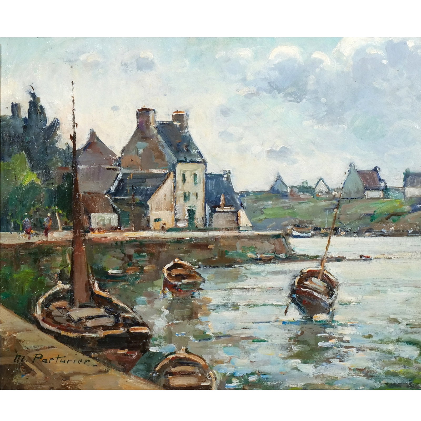 MARCEL PARTURIER (French, 1901-1976): Port de Doelan Oil on canvas 18 x 22 in. Signed lower left, signed, titled, and inscribed '(Tinisteze)' on verso, framed Overall dimensions: 24 x 27-1/2 in. (frame) Provenance: Private collection, Ber