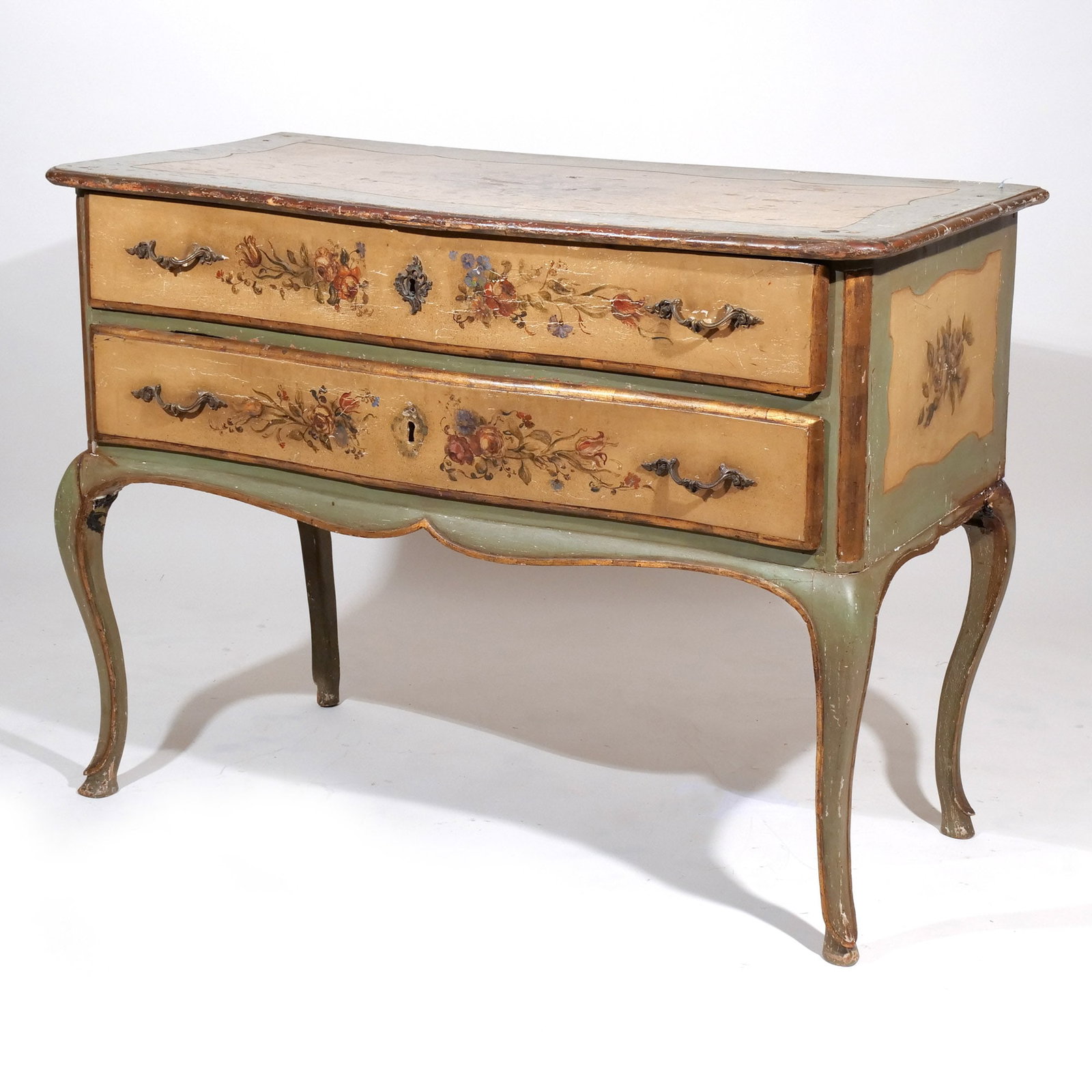 ANTIQUE CONTINENTAL PAINT-DECORATED COMMODE (1 of 20)