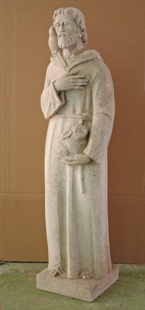 604) MICHAEL LUDWIG GRESSEL (American, 1902-2000),: St. Francis, carved limestone, H: 33", neck with hairline