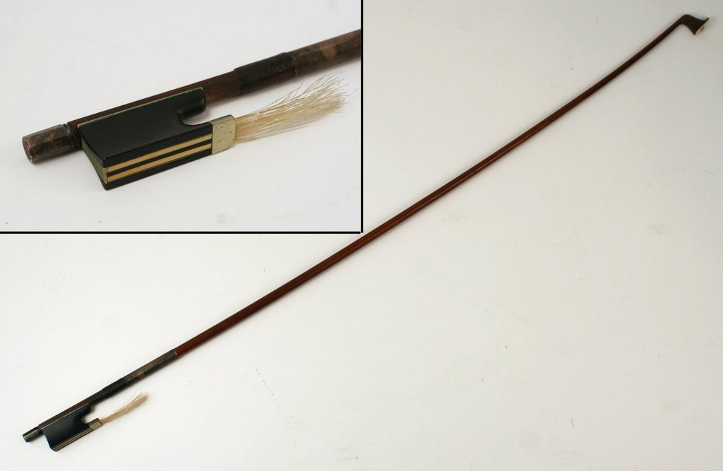 637) VIOLIN BOW BY ALBERT NURNBERGER: (GERMAN, 1854-1931), stamped above frog, L: 29 1/4", weight 54.7 gms.