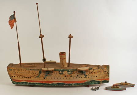 659C) R. BLISS MFG. CO. BATTLESHIP, "PHILADELPHIA",: C. 1882, L. 30", MISSING PCS.