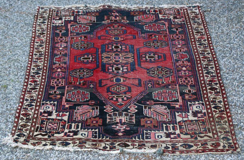 714) TWO ANTIQUE RUGS: 1 Hamadan, 6' 8" x 4' 4", the: other Iranian, 6' 6" x 4' 2"