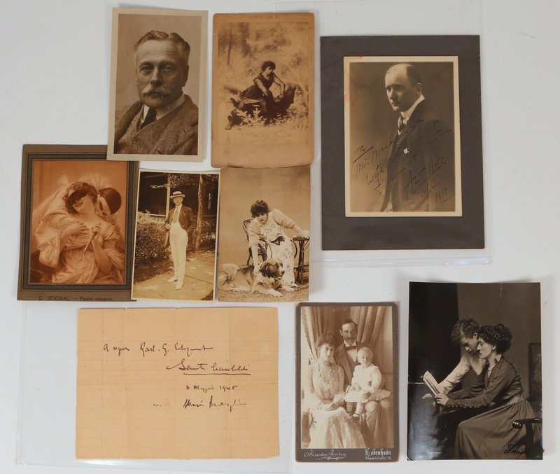 PORTFOLIO OF EARLY 20TH CENTURY PHOTOGRAPHS &: Many for print in newspapers; incl. Mrs. Herbert Asquith & son - wife of the Earl of Oxford; Wm. B. Leeds, Jr. husband of Princess Anastasia; Douglas Earl Haig, King Constantine, Souvenir views of Yal