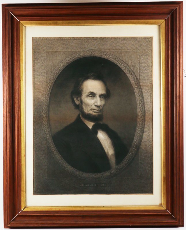 WILLIAM E. MARSHALL (Amer. 19th Century): Engraving of Abraham Lincoln, sight: 20 1/2" x 15 1/2"
