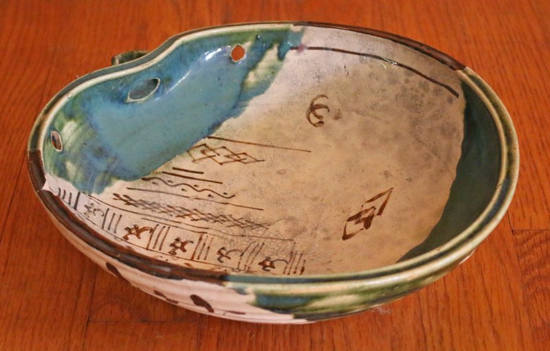 ASIAN GLAZED EARTHENWARE BOWL,: , with small chip; dia. 10"