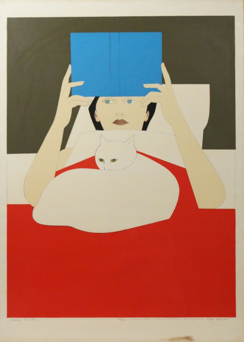 WILL BARNET (American, 1911-2012): 'Woman Reading', color screenprint, ed. 90/300, sheet: 41” x 29 ½”, inscribed with dedication lower right