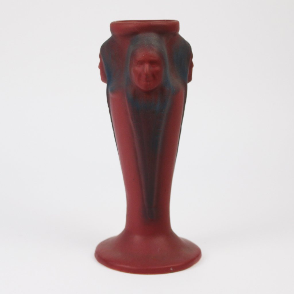 VAN BRIGGLE MULBERRY INDIAN CHIEF VASE: h. 11”, incised 'Van Briggle/ Colo Spgs.' on bottom