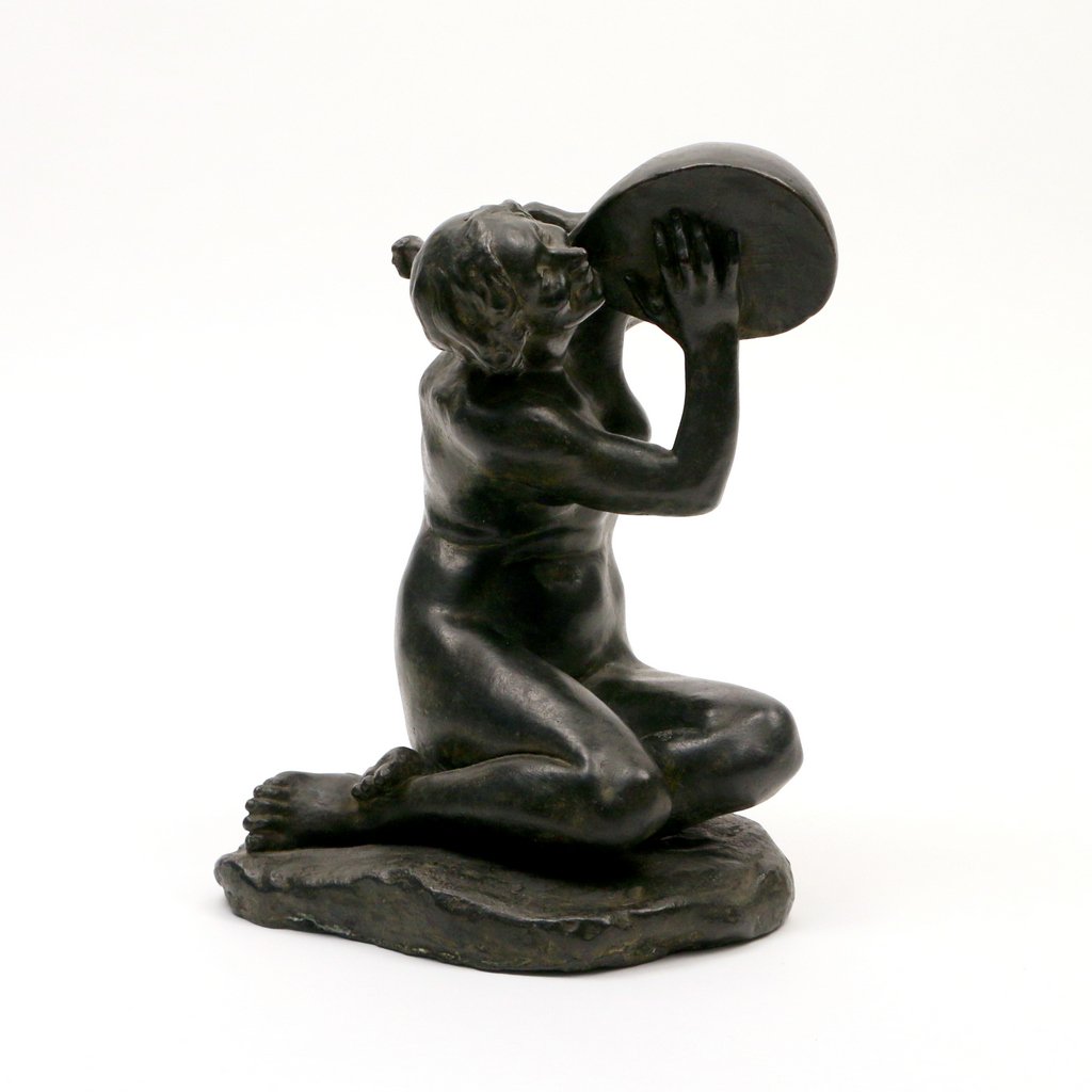 ABASTENIA ST. LEGER EBERLE (American, 1878-1942): Seated female with a lute, bronze, h. 9" base: 6 3/4" x 5 3/4", inscribed 'A. St. Eberle'