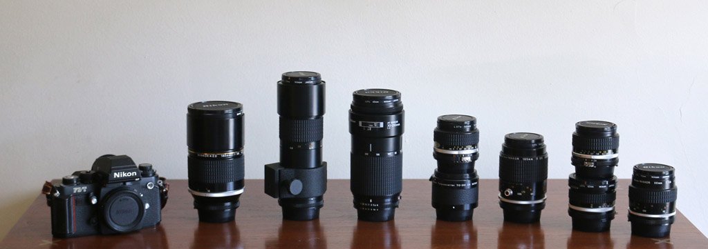 35mm NIKON F-SERIES CAMERA AND ACCESSORIES: Incl. F3/T camera body, Nikkor Lenses: 200mm f/4, 180mm f/2.8, 105mm f/2.5, 108mm f/2.8 macro, 50mm f/1.8, 28mm f/2.8, 20mm f/2.8, 24mm f/2.8, TC-201 teleconverter & numerous filters, hoods, eyepieces