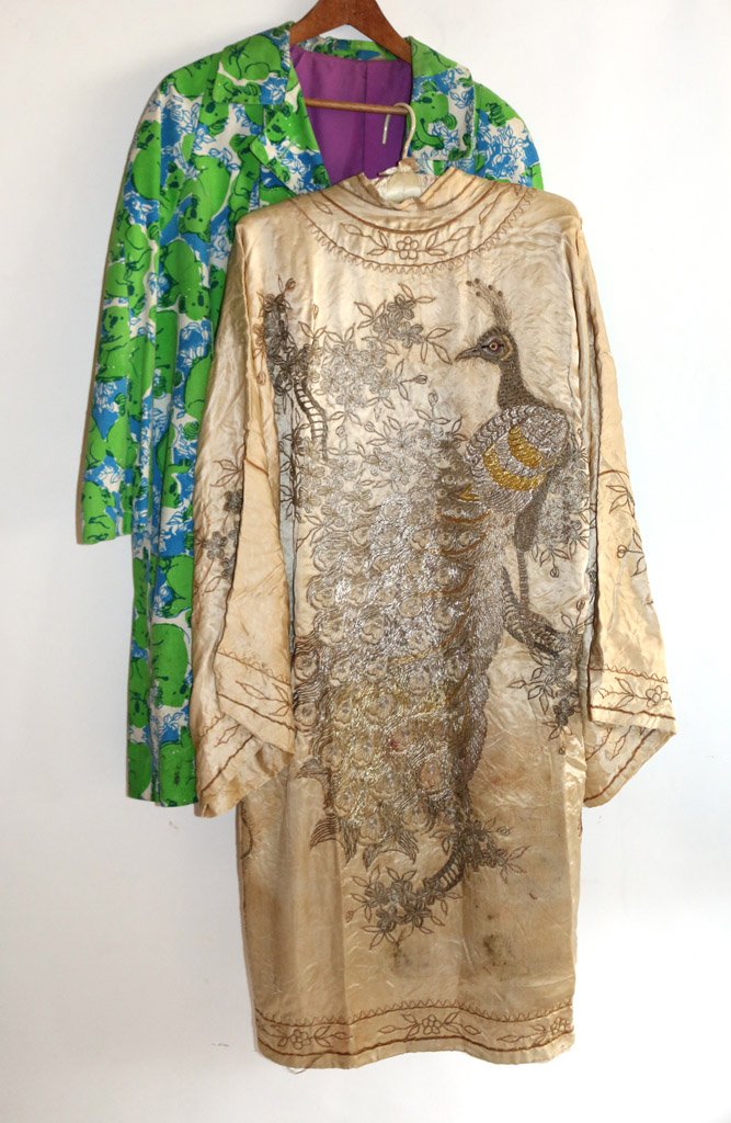TWO GARMENTS: LILLY PULITZER JACKET: h. 36", and a silk robe, h. 41"