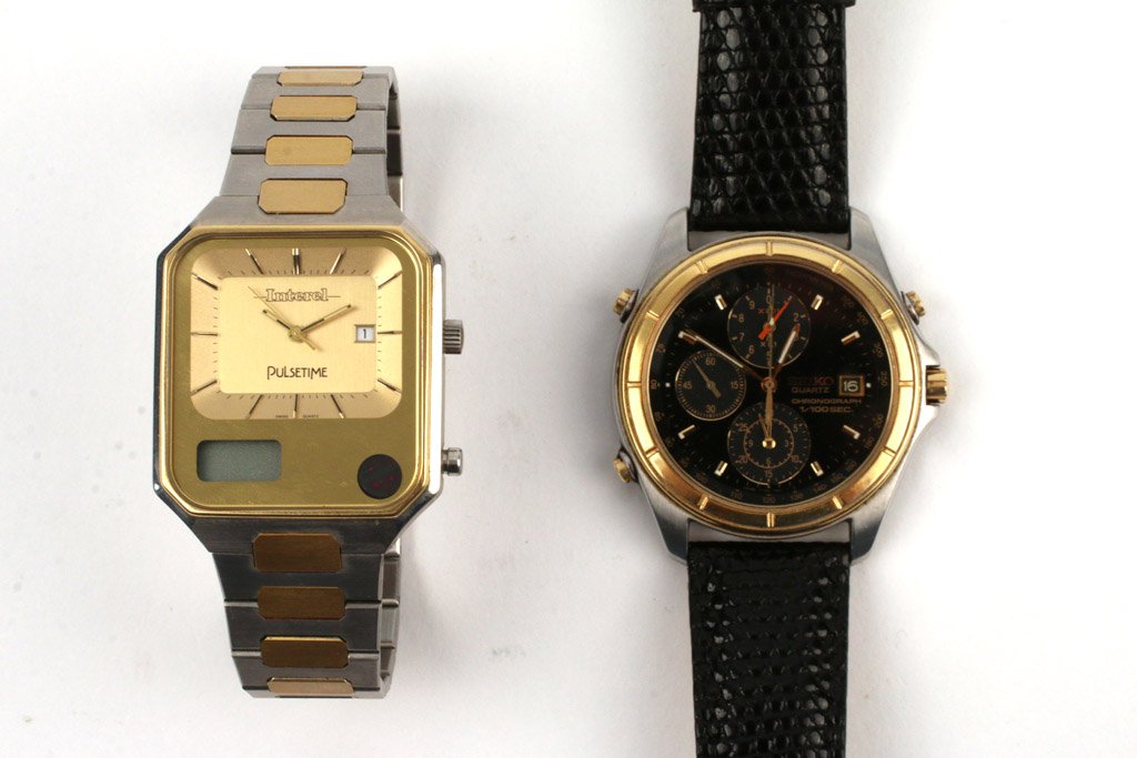 TWO WRISTWATCHES: Seiko “Chronograph” and Interel “Pulsetime”