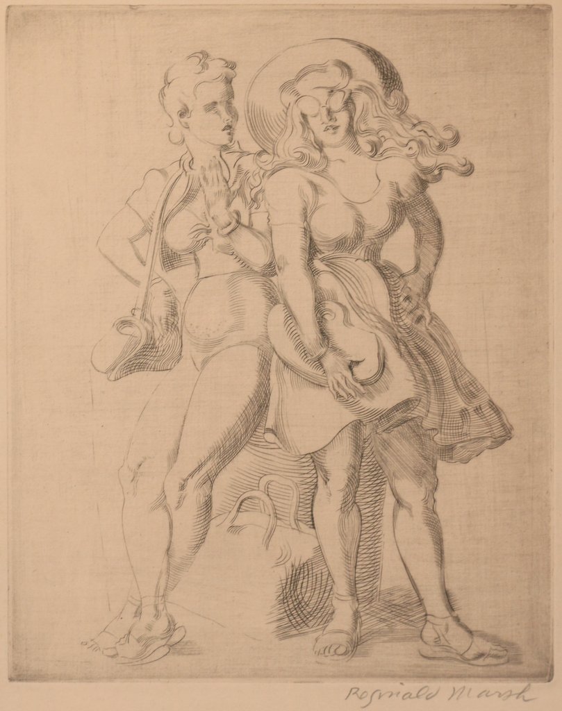 REGINALD MARSH (American, 1898-1954), 'League: Print', 1949, engraving, 10 x 8 in., signed lower right, from the edition of 200, published by the Art Students League of New York, Sasowsky 234; Condition: laid down to matboard