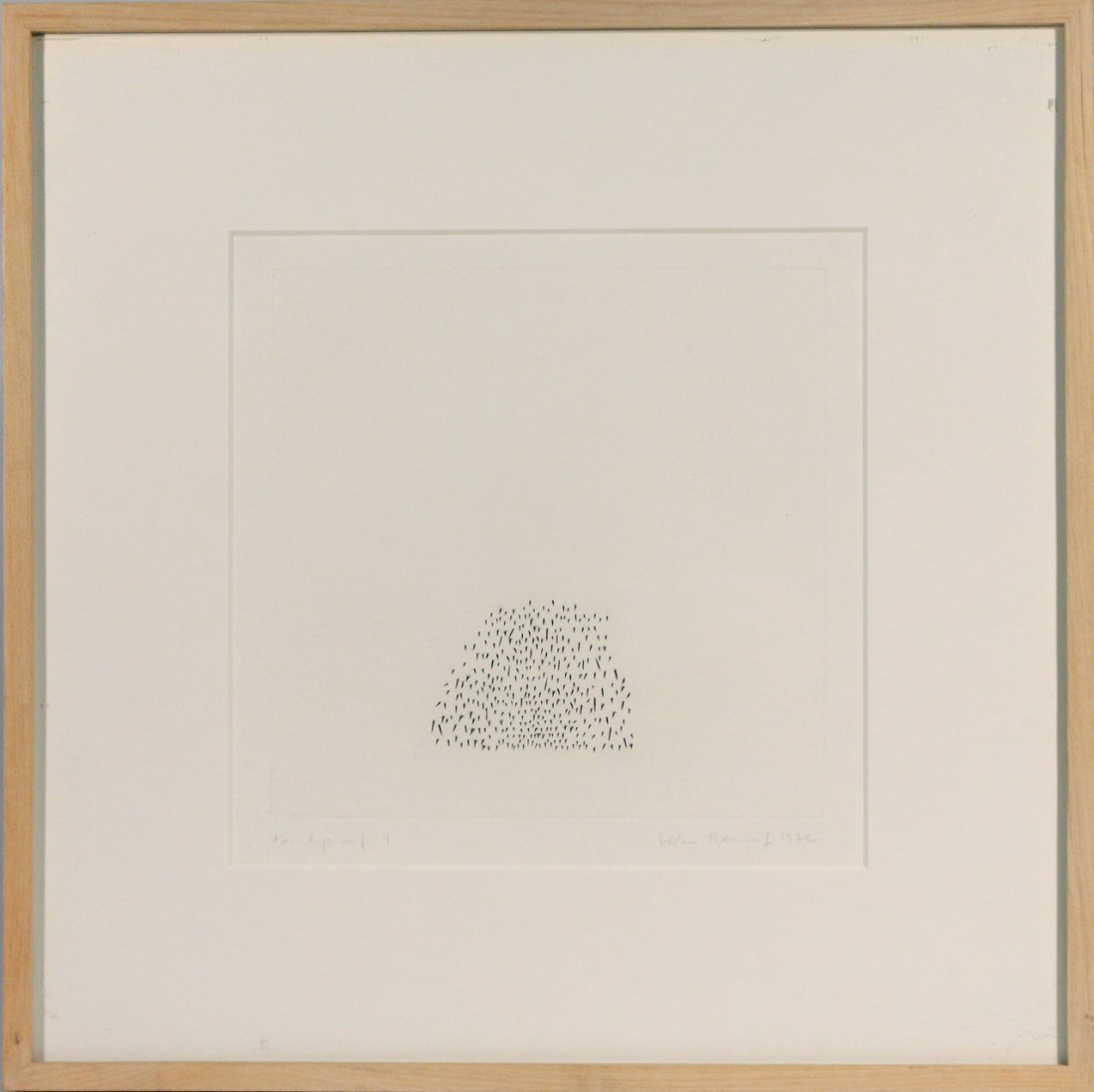 EDDA RENOUF (American, b. 1943-): 'Clusters #4', 1976, etching (from a portfolio of 8 etchings and aquatints), trial proof 4, ed. of 25, 7 x 7 in. (plate), signed, dated, and numbered in pencil lower margin, with Pace Editions Inc. la