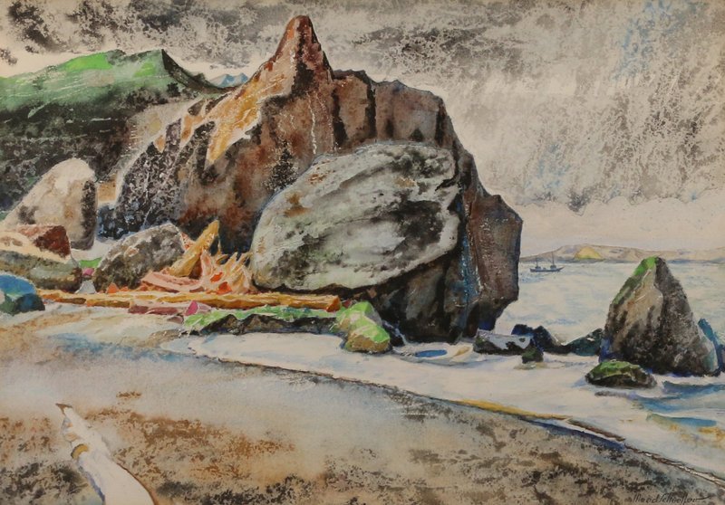 MEAD SCHAEFFER (AMER. 1898-1979): 'Moonstone', watercolor on paper, c. 1930, approx. 18 x 24", sgd. l.r.