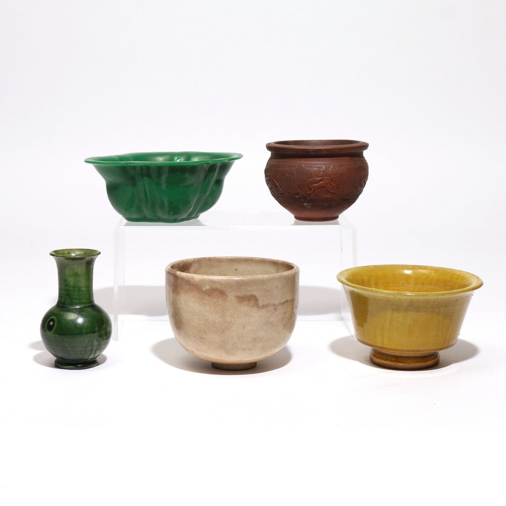 (5pc) CHINESE CERAMICS & GLASS