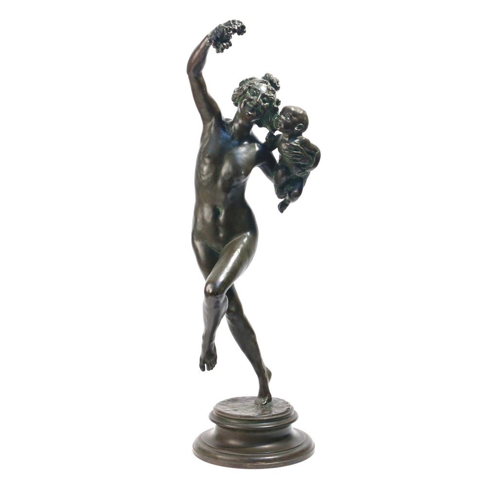 FREDERICK W. MACMONNIES (American, 1863-1937): Bacchante and Infant Faun, h. 33-3/4 in., signed and dated 1894, no foundry mark