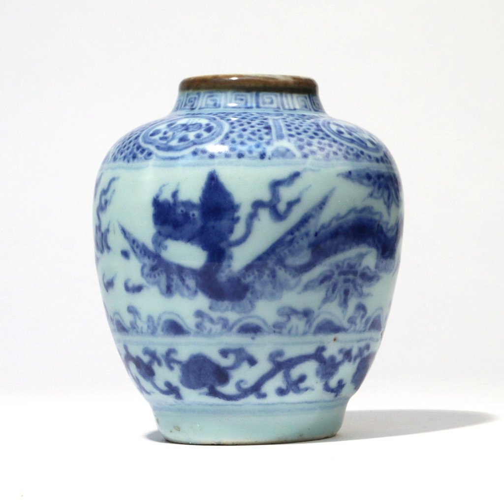 CHINESE BLUE & WHITE PORCELAIN ‘DRAGON’ JAR (1 of 4)