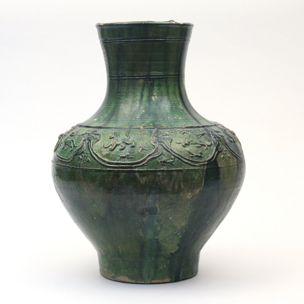 CHINESE GREEN-GLAZED POTTERY JAR (HU), (1 of 8)