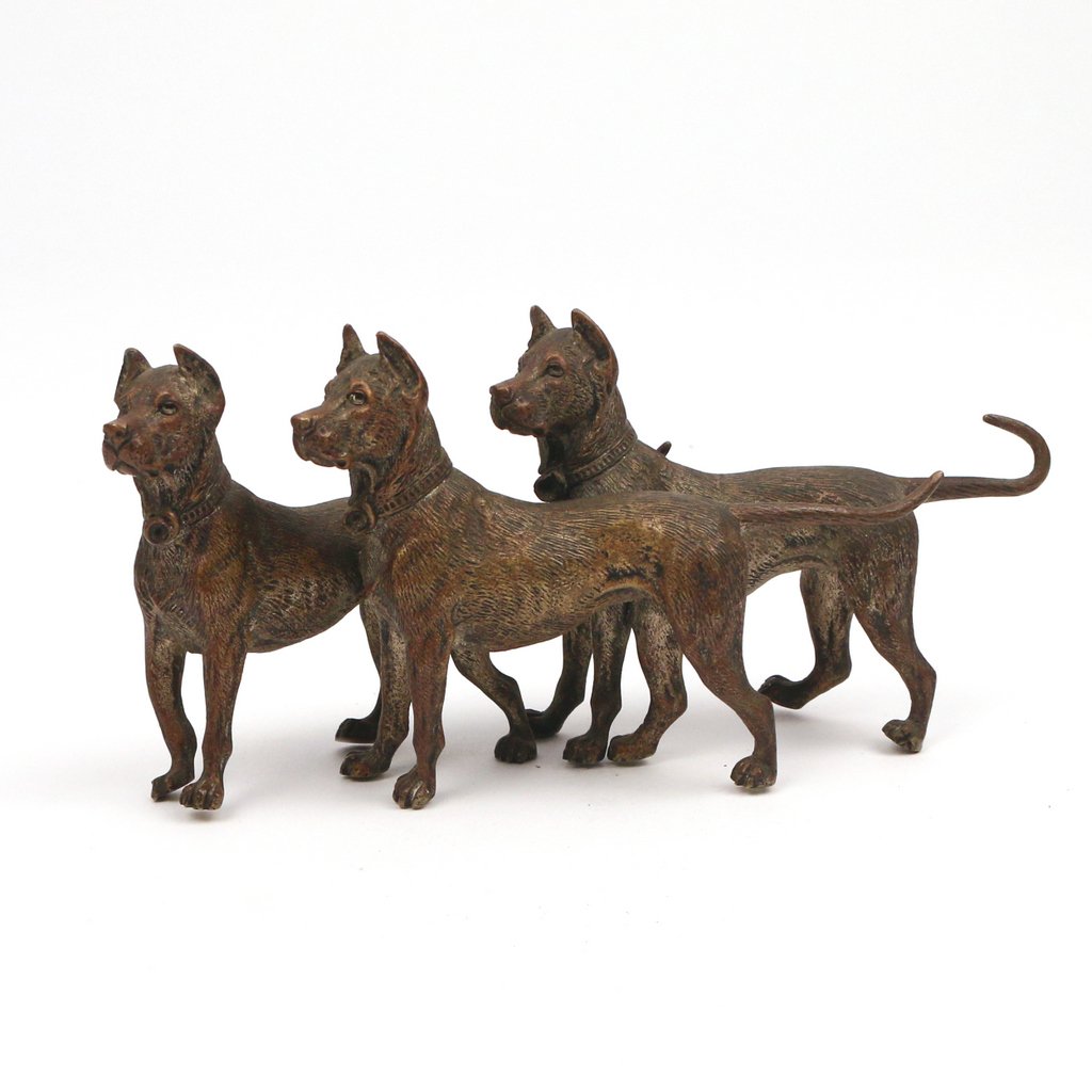 PATINATED BRONZE DOG GROUP (1 of 4)