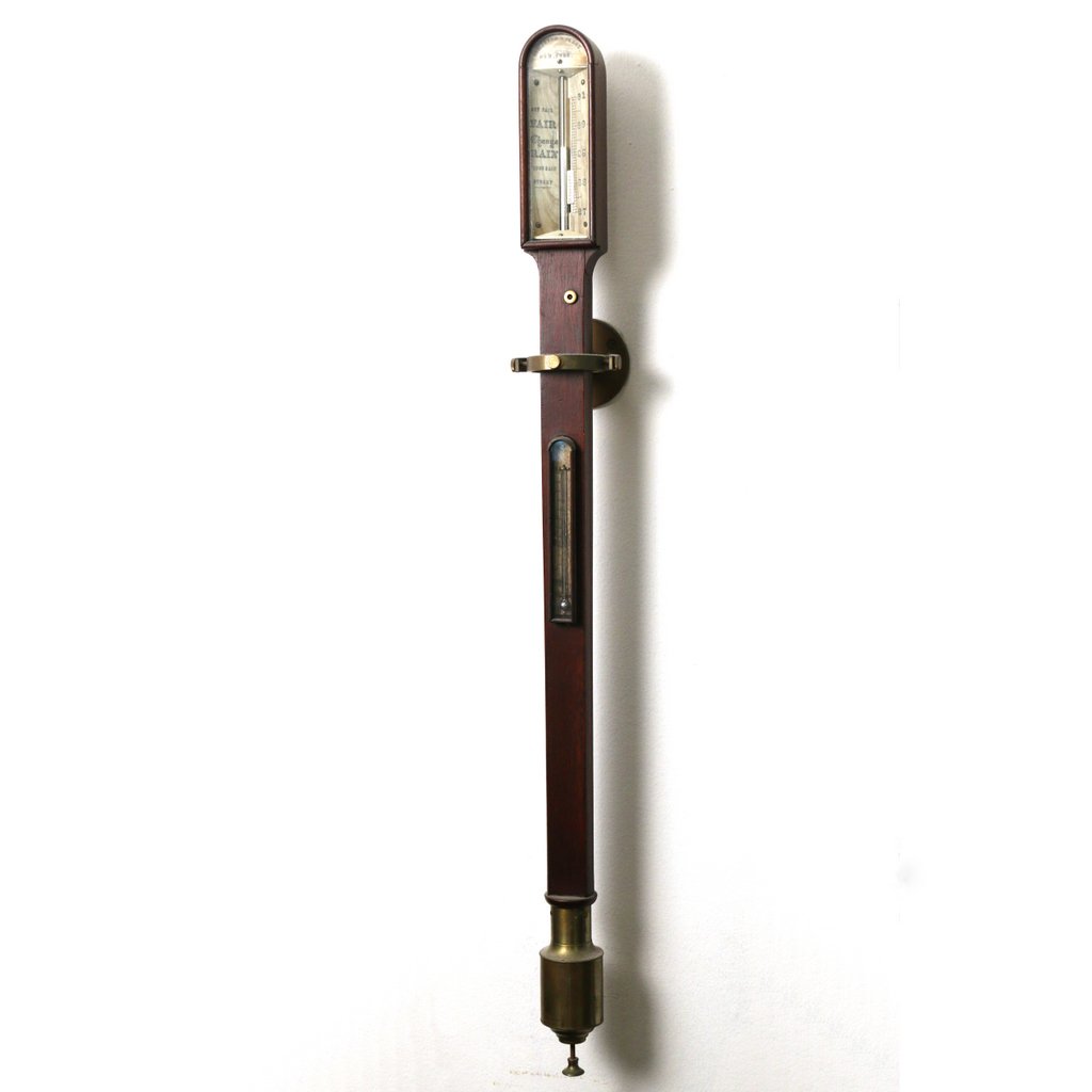 MAHOGANY GIMBAL-MOUNT MARINE BAROMETER (1 of 4)