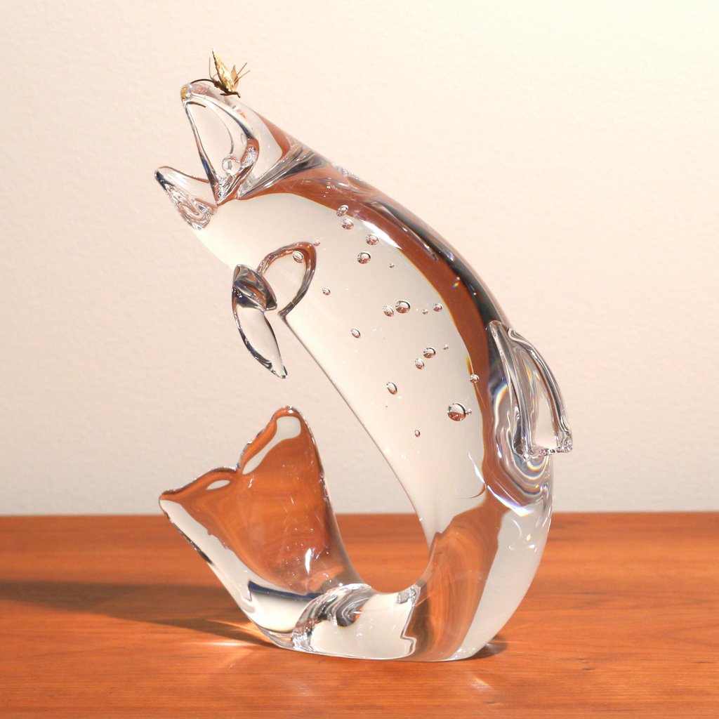 STEUBEN GLASS & 18 KARAT GOLD SCULPTURE, (1 of 4)