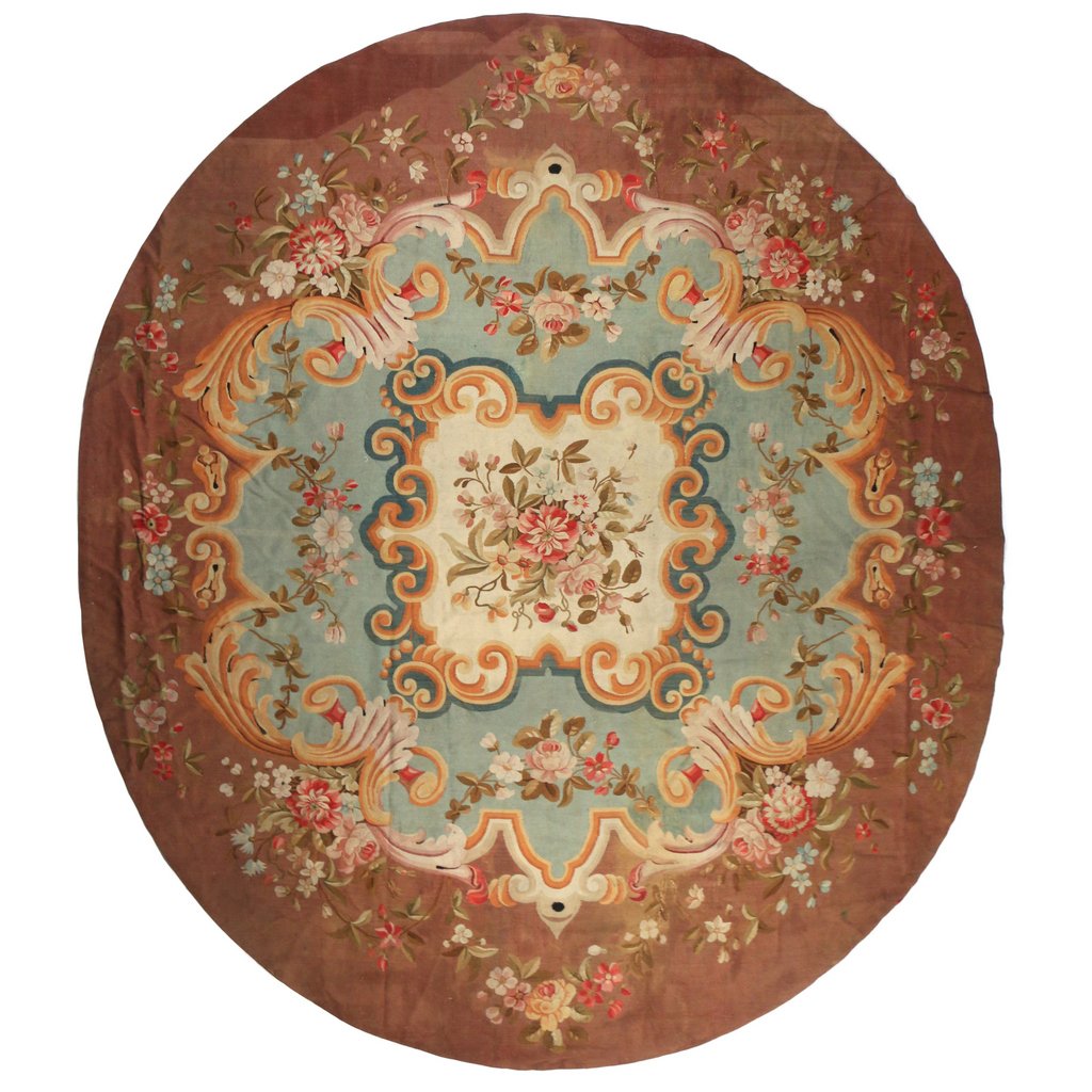 OVAL ANTIQUE AUBUSSON CARPET (1 of 8)