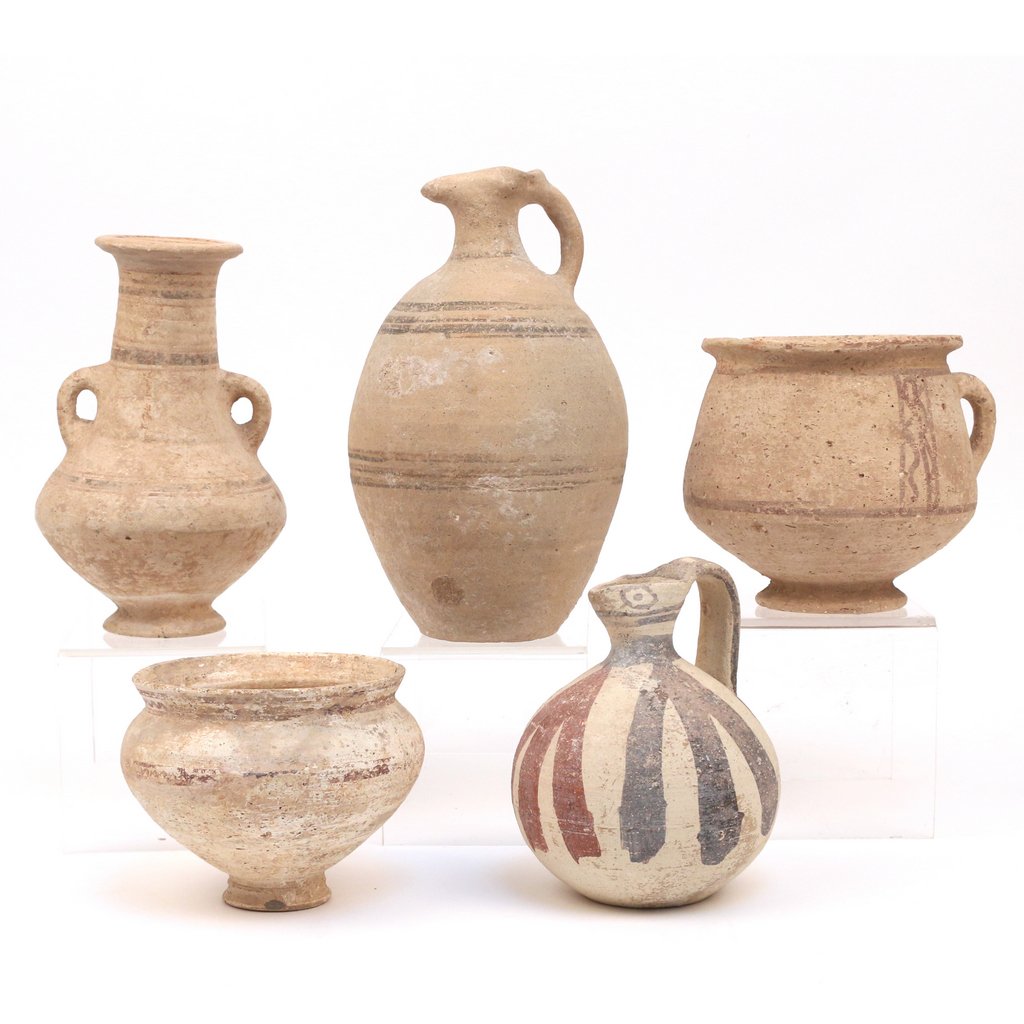 (5pc) MISC. CYPRIOT PAINTED POTTERY (1 of 7)