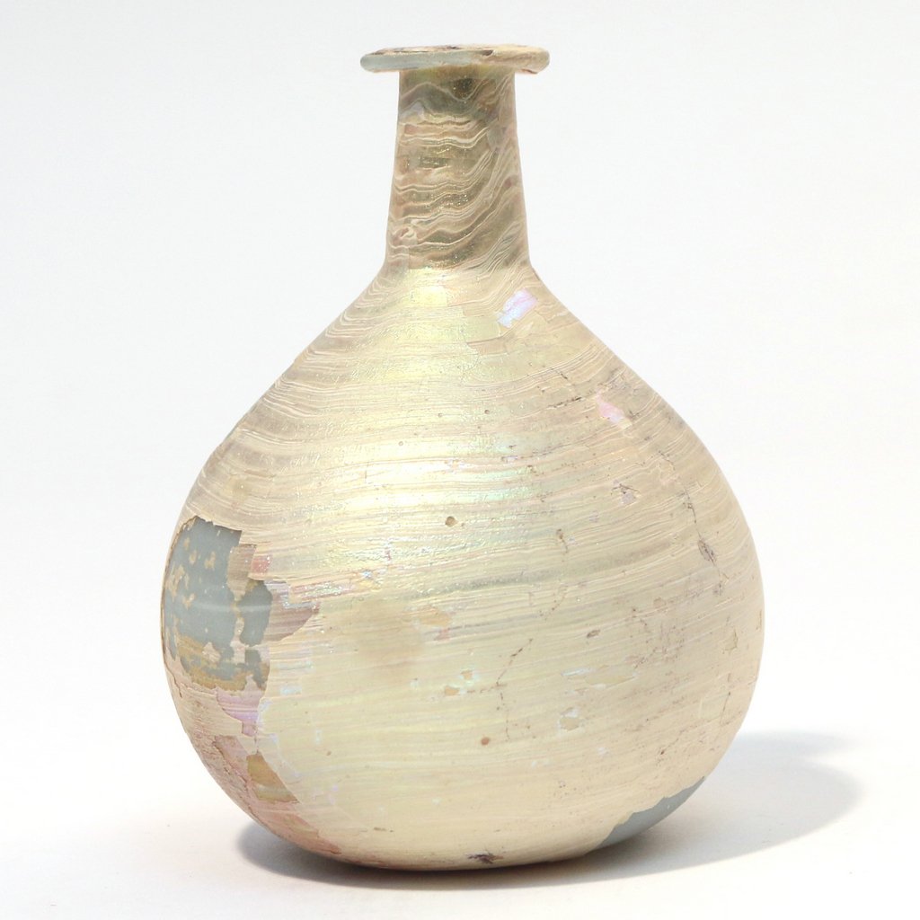 IRIDESCENT ROMAN GLASS FLASK (1 of 6)
