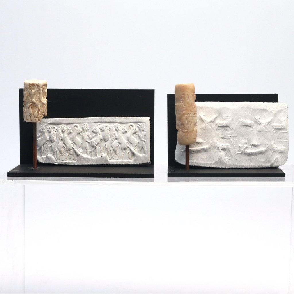 (2pc) WHITE ANCIENT CYLINDER SEALS (1 of 10)