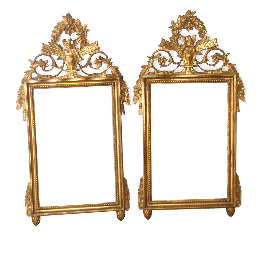 TWO FRENCH GILT CARVED WALL MIRRORS (1 of 4)