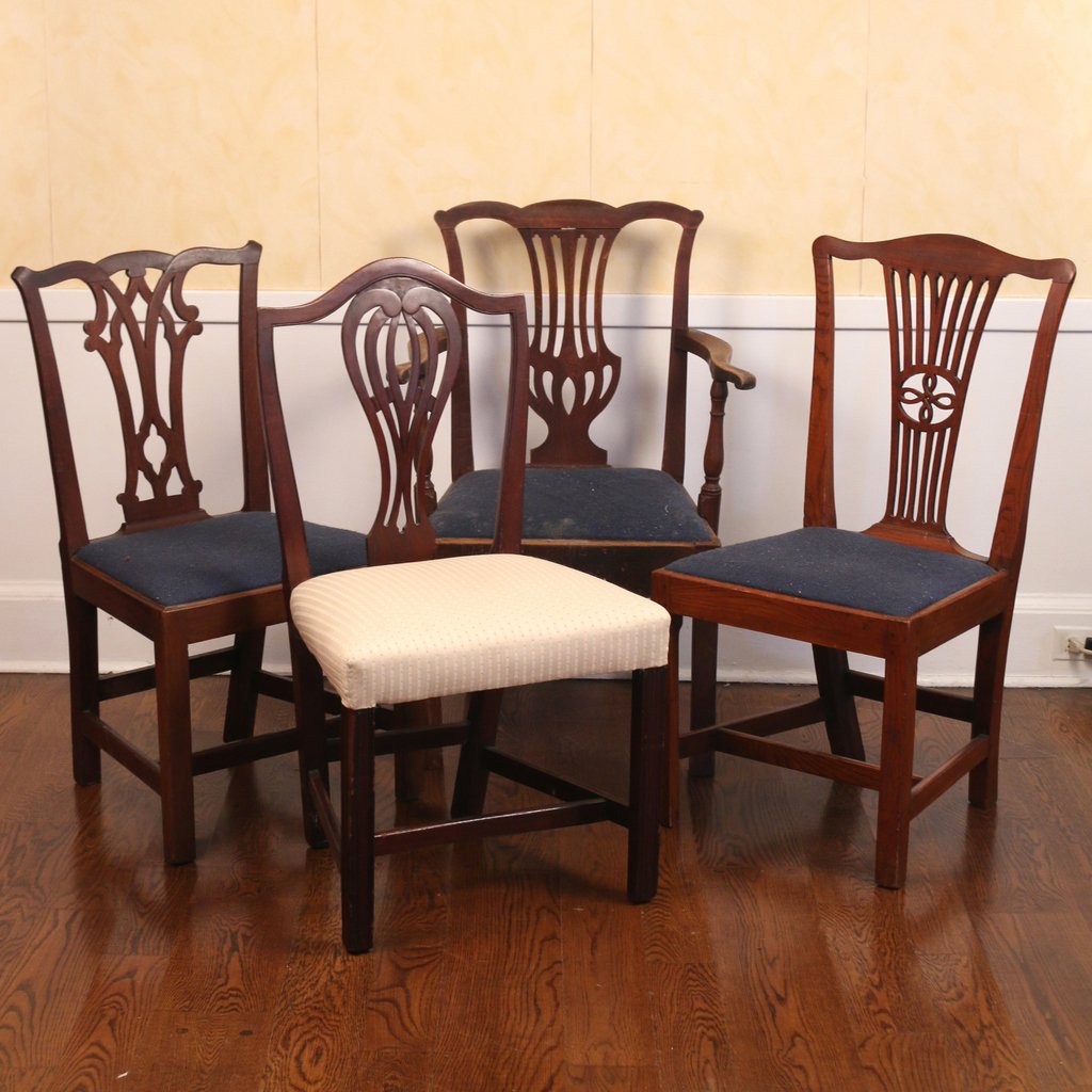 (4pc) MISC. CHIPPENDALE CHAIRS (1 of 1)