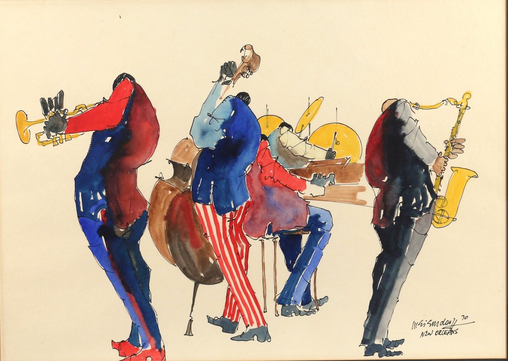 LEO MEIERSDORFF (American, 1934-1994): 'New Orleans', 1970, watercolor and gouache on paper, 22 x 30 in. (sight), signed, titled, and dated lower right