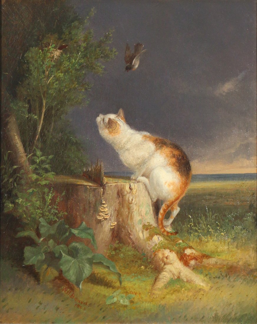 WILLIAM HOLBROOK BEARD (American, 1824-1900): The Birdwatcher, 1863, oil on canvas, 16 x 13-1/4 in., signed and dated lower center Provenance: Childs Gallery, Boston; William DoyleGalleries, New York, Anonymous sale, 4/4/84, lot 47; purchased at