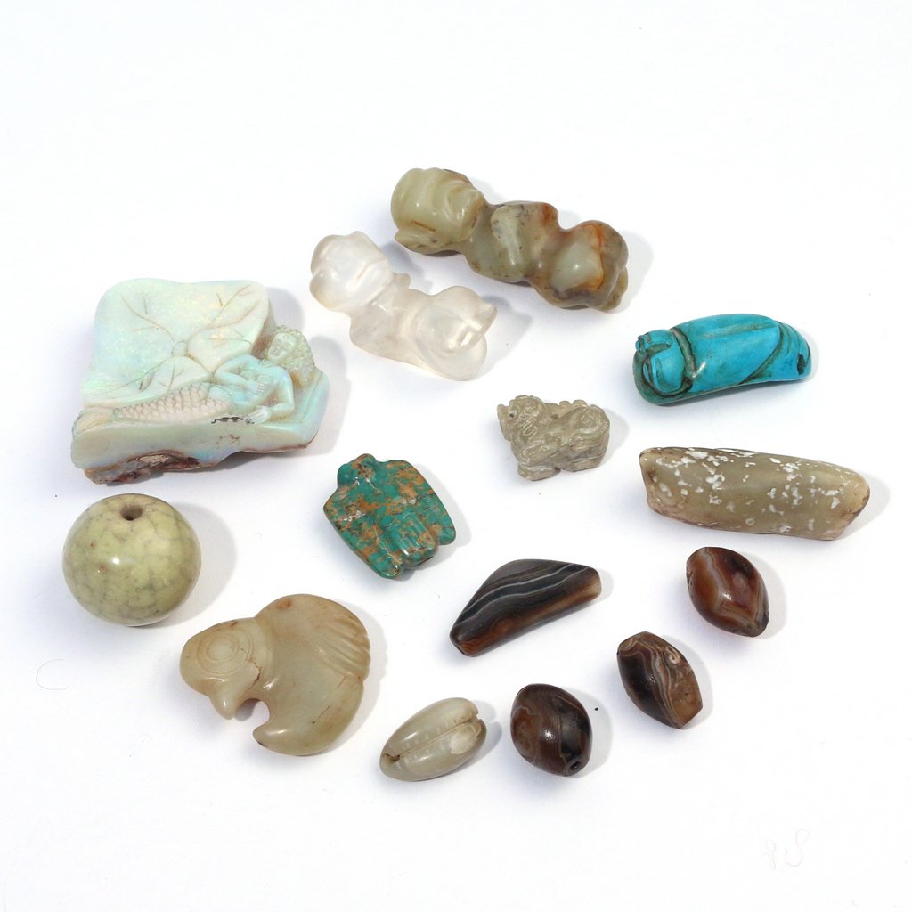 (14pc) MISC. CHINESE HARDSTONE CARVINGS (1 of 2)