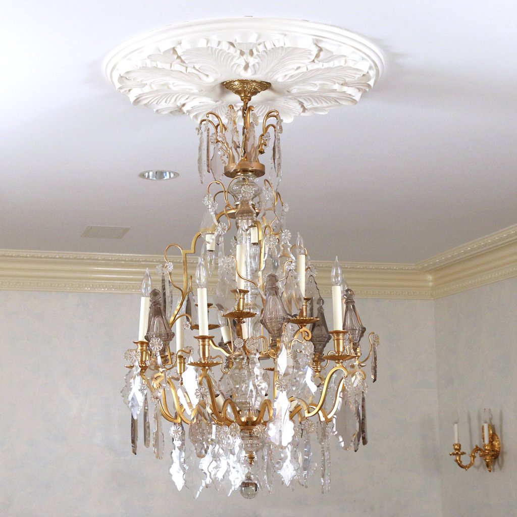 FRENCH GILT BRONZE & CUT GLASS CHANDELIER (1 of 4)