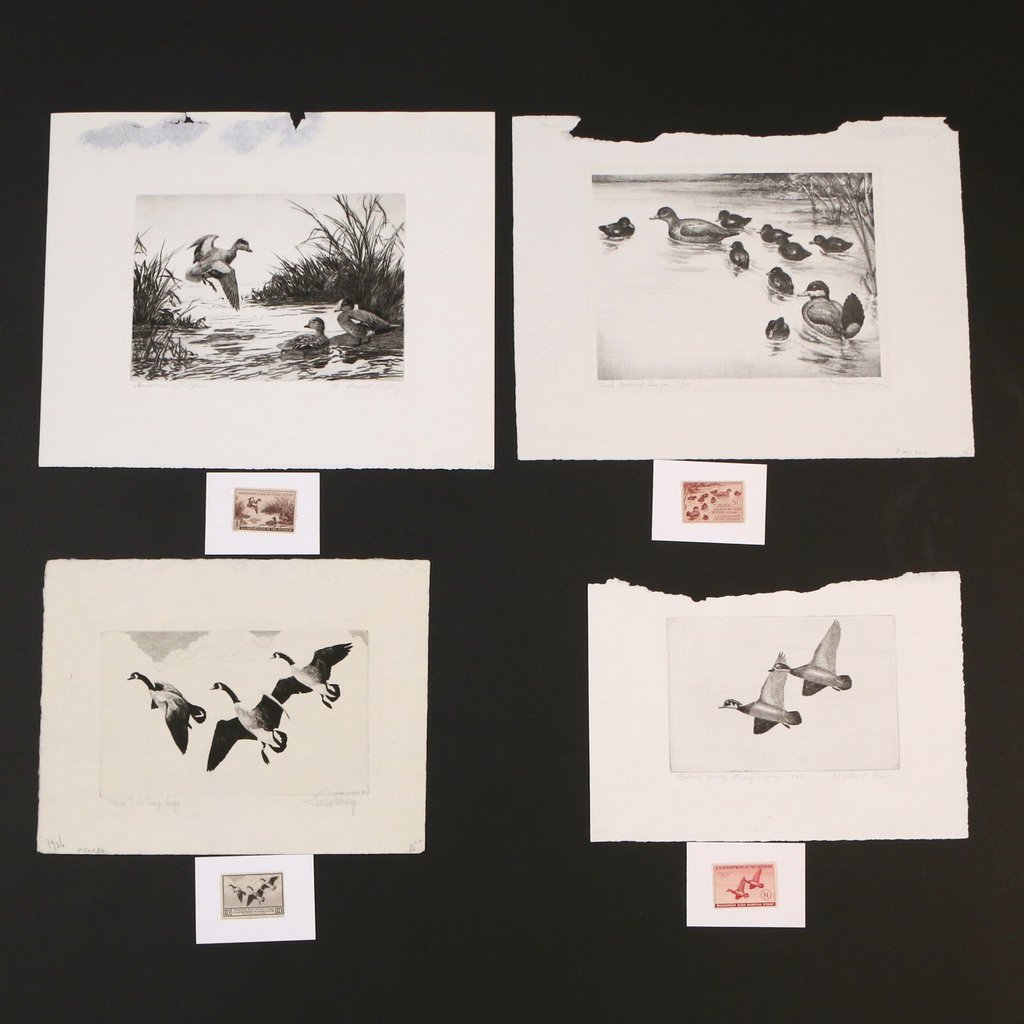 (4pc) FEDERAL DUCK STAMP PRINTS (1935-1943) (1 of 6)