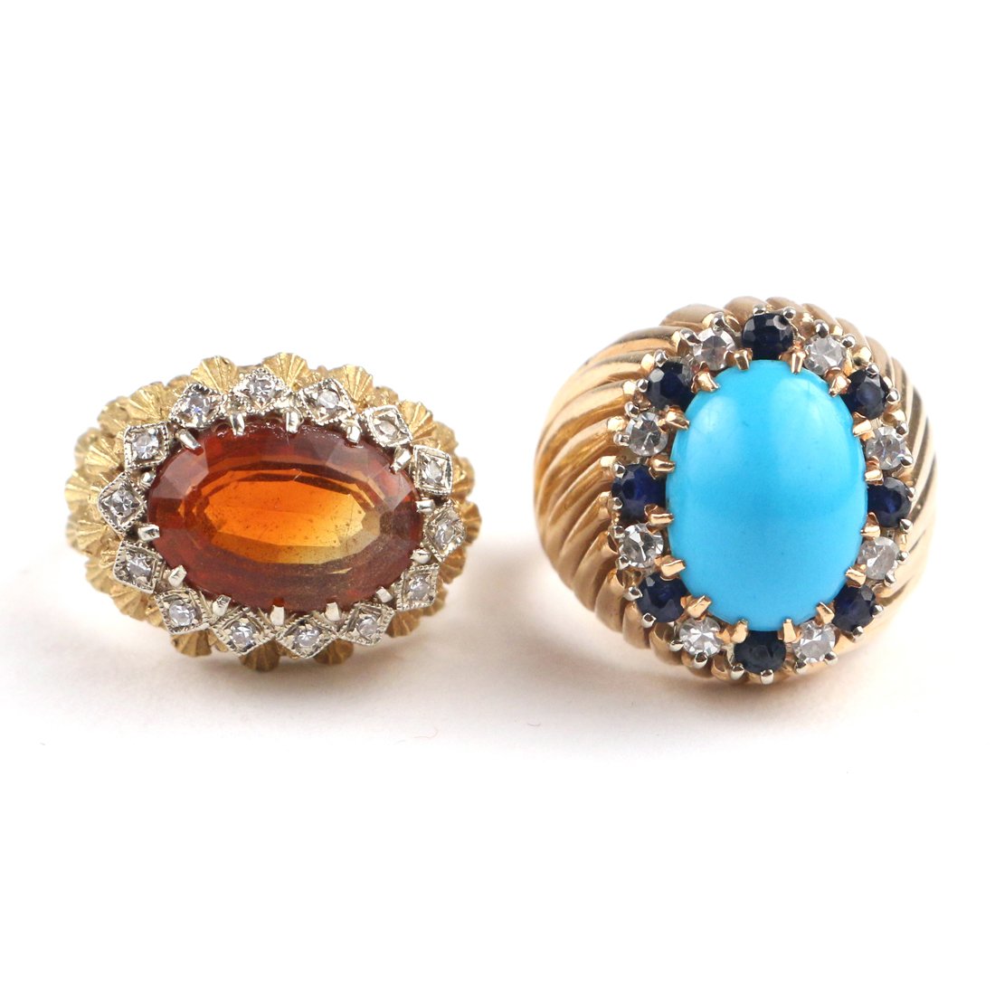 (2pc) 18K GOLD & GEMSTONE LADY'S RINGS (1 of 2)