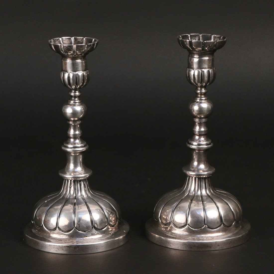 PAIR MEXICAN STERLING CANDLESTICKS (1 of 3)