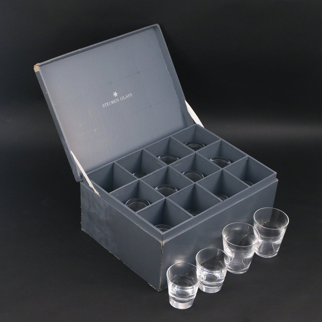 (15pc) BOXED SET OF STEUBEN TUMBLERS (1 of 3)