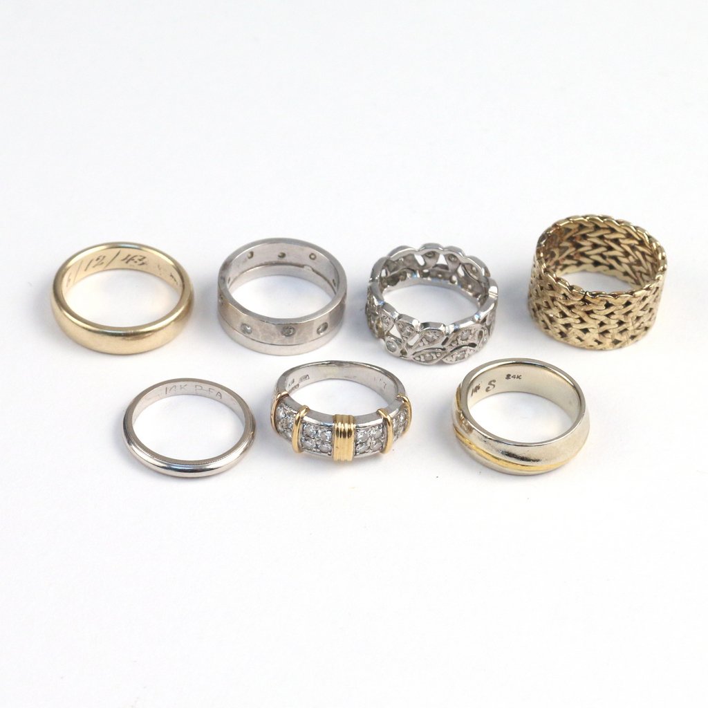 (7pc) COLLECTION OF WEDDING BANDS (1 of 1)