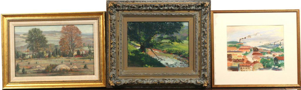 (3pc) AMERICAN SCHOOL PAINTINGS (1 of 9)