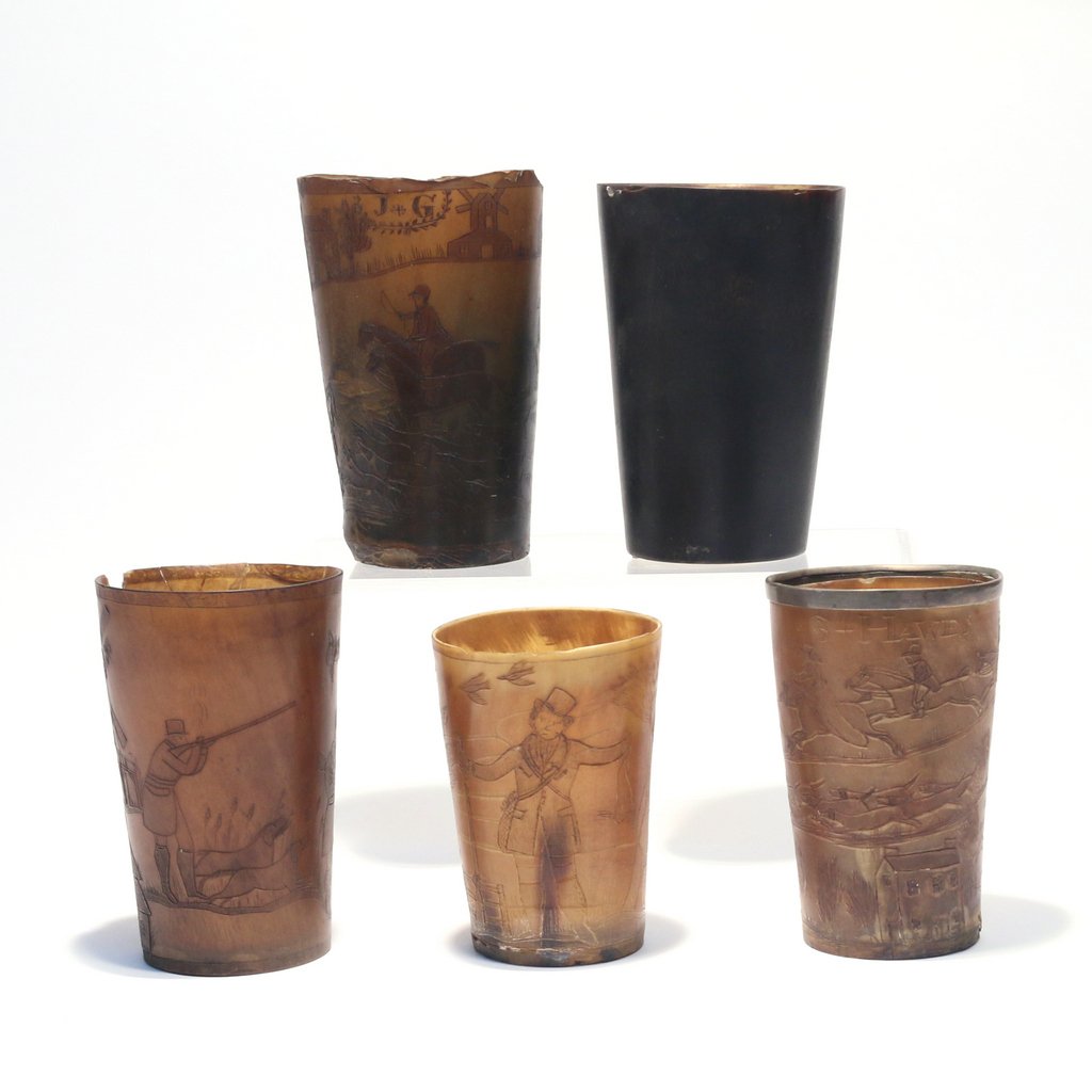 (5pc) Antique Horn Cups