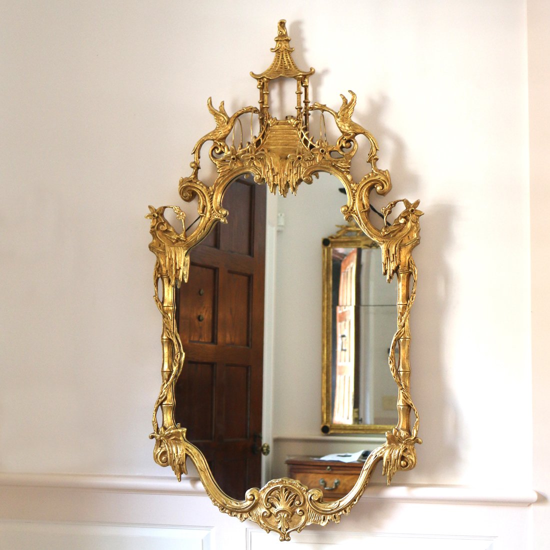 GEORGE II STYLE GILT CARVED MIRROR (1 of 2)