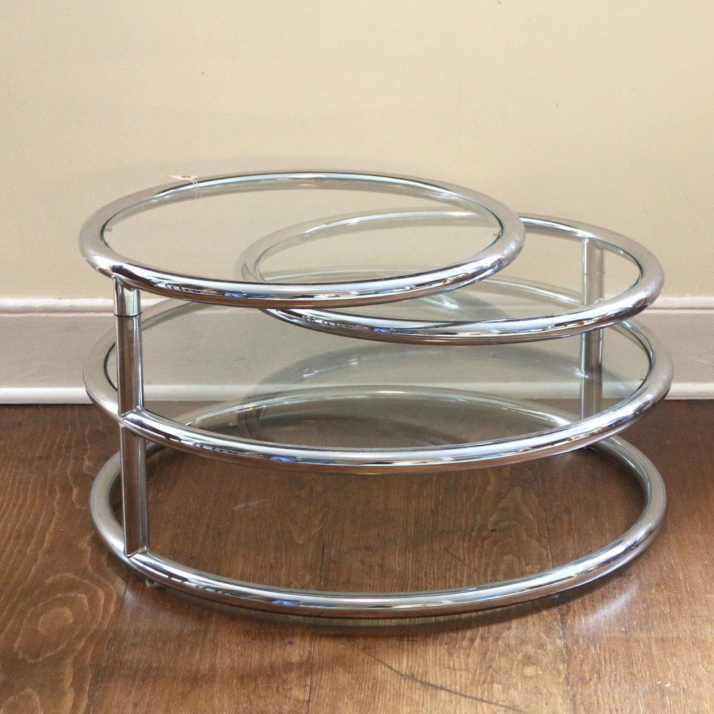 (2pc) MODERN CHROME & GLASS TABLES (1 of 3)