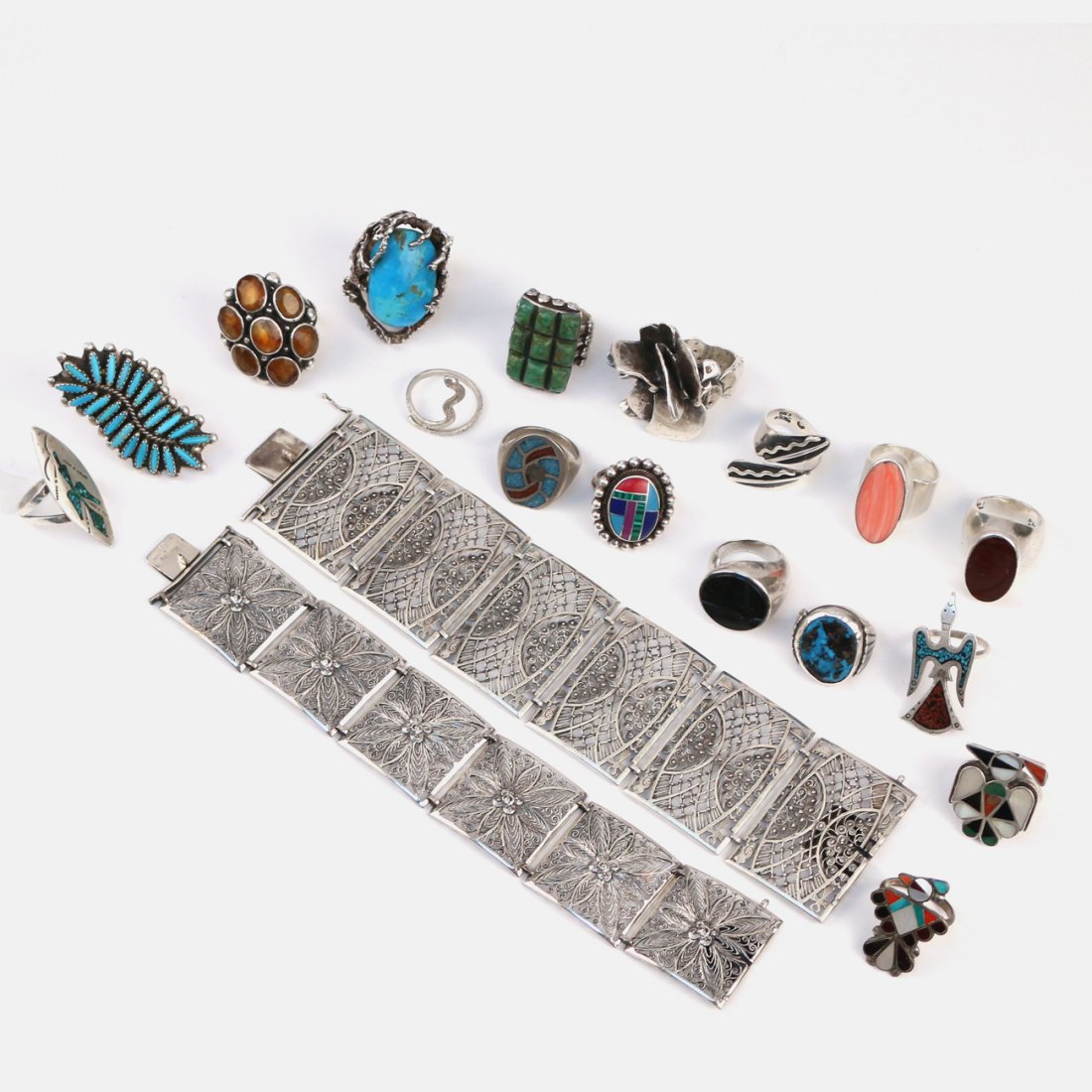 (19pc) STERLING SILVER JEWELRY (1 of 2)