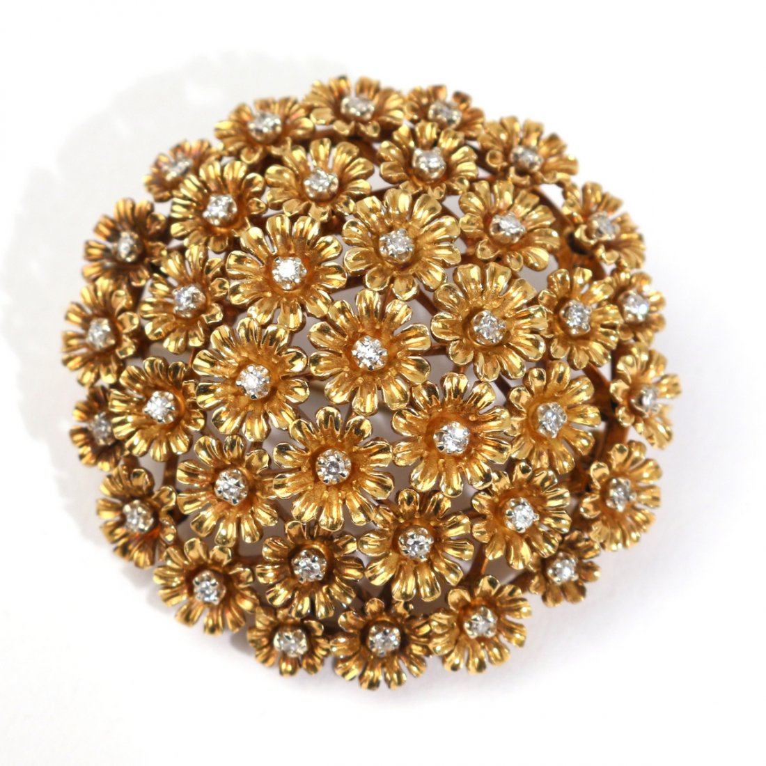 DIAMOND AND GOLD ARTICULATED FLOWER PIN (1 of 3)