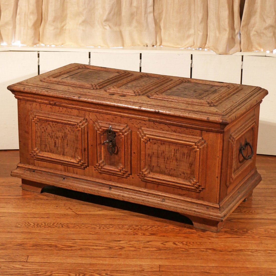 CONTINENTAL PANELED OAK COFFER (1 of 3)