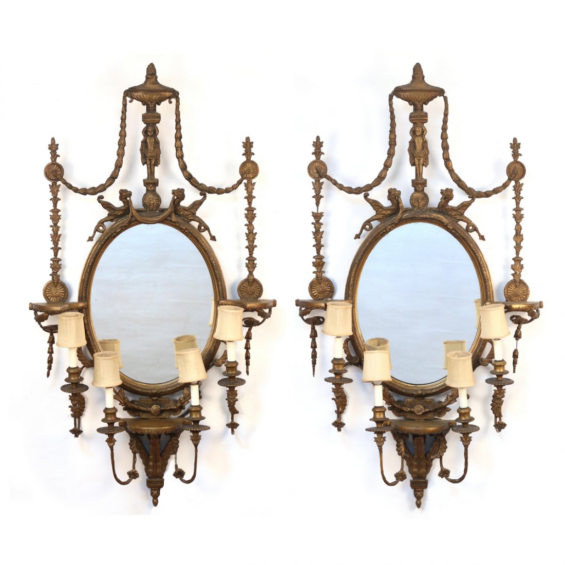 PAIR GEORGE III STYLE GIRANDOLE MIRRORS (1 of 8)