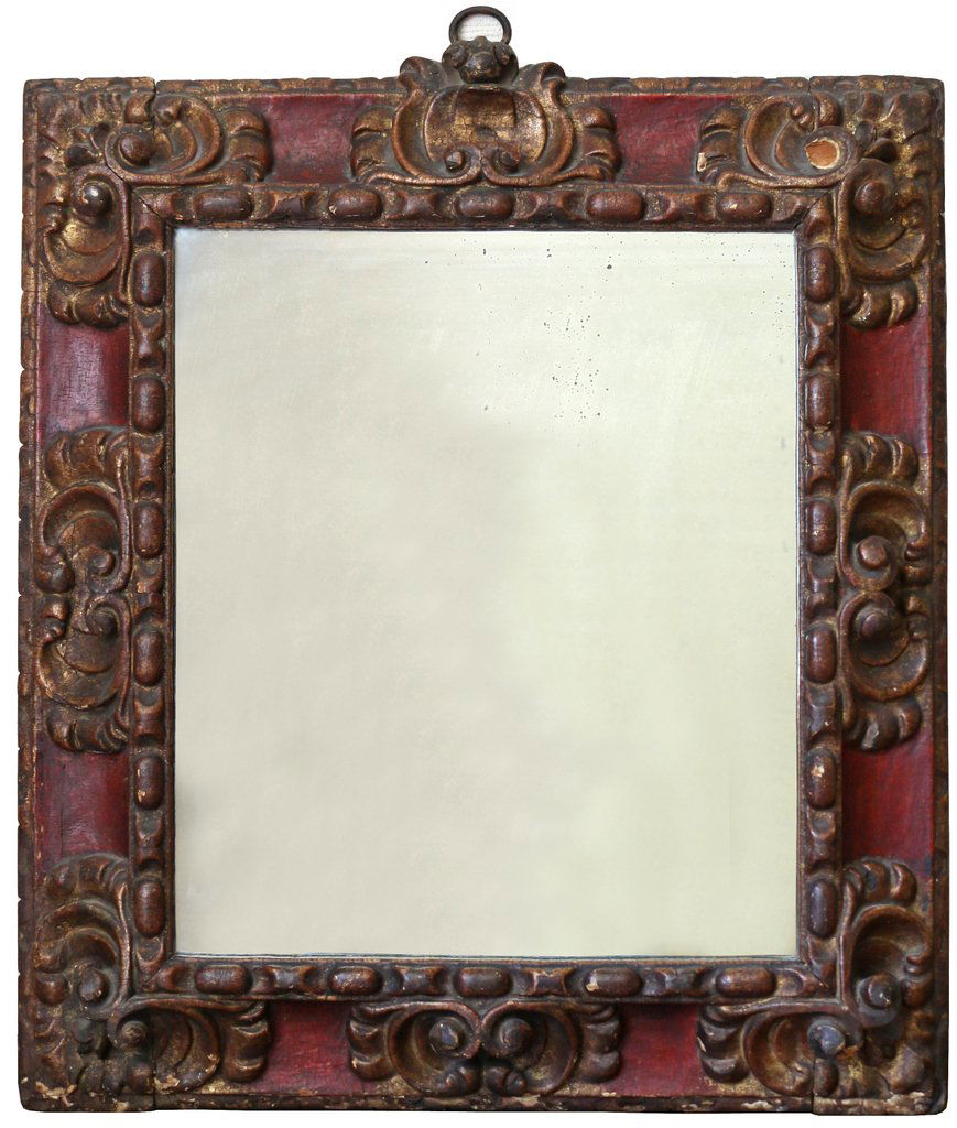 ITALIAN CARVED POLYCHROME MIRROR (1 of 3)