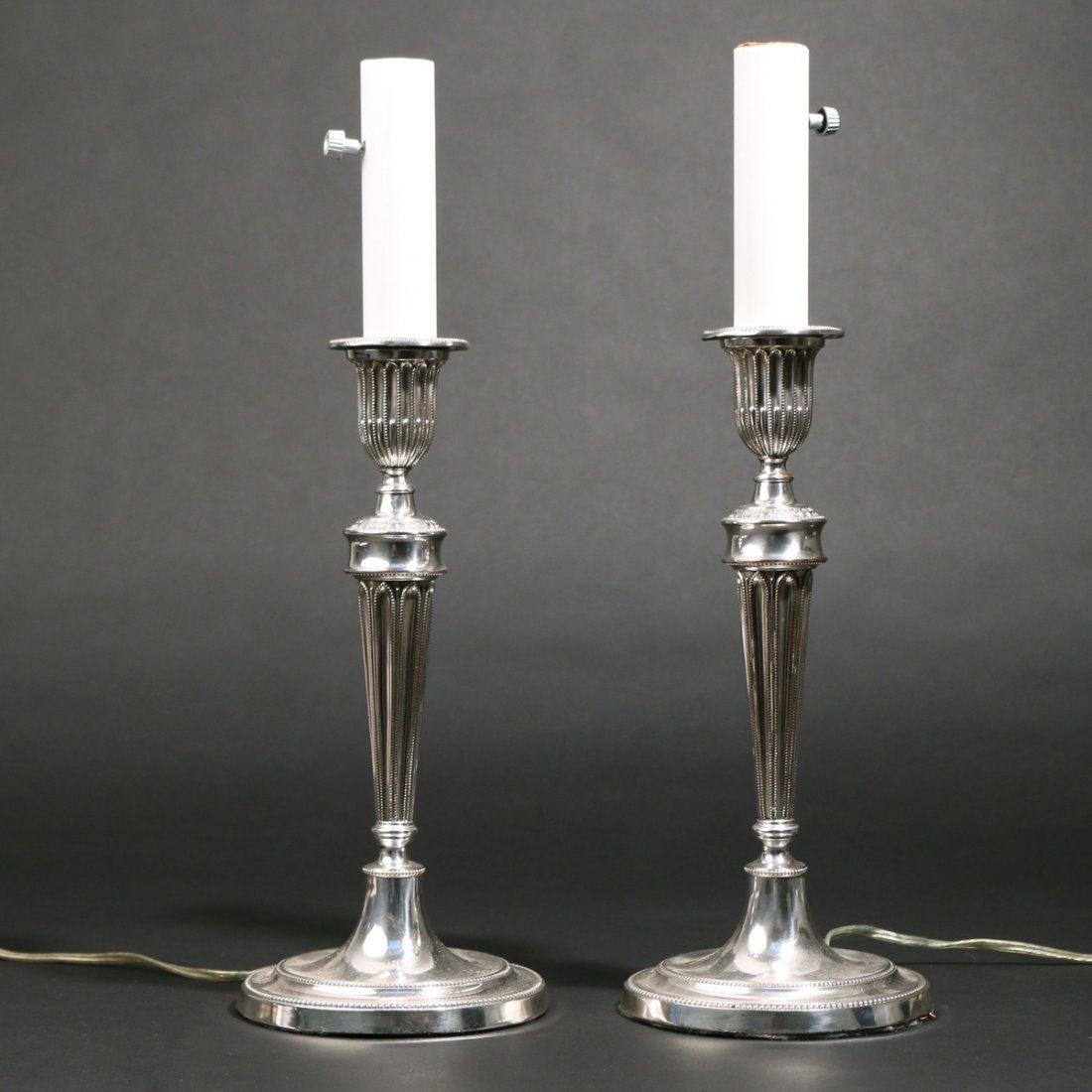 PAIR SILVER-PLATED CANDLESTICKS (1 of 1)